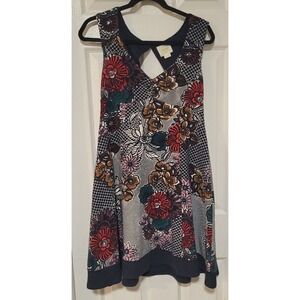 Maeve Fairchild Floral Fit And Flare Dress Anthropologie SIZE Medium Navy Blue